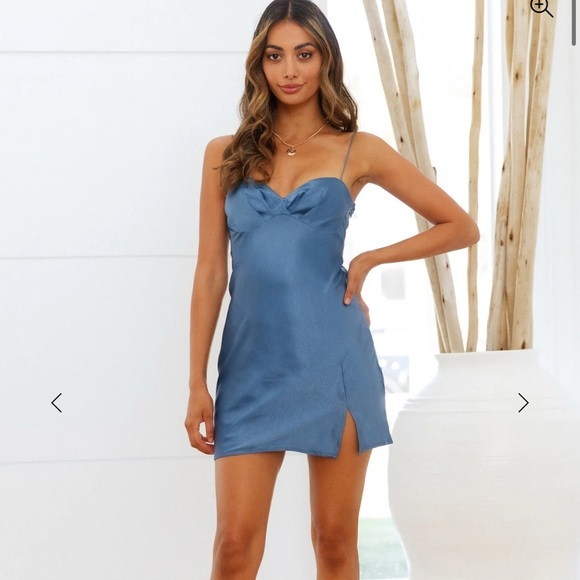 Hello Molly Dresses & Skirts - NWT Hello Molly STRUT ALL NIGHT DRESS Blue Satin Mini Dress